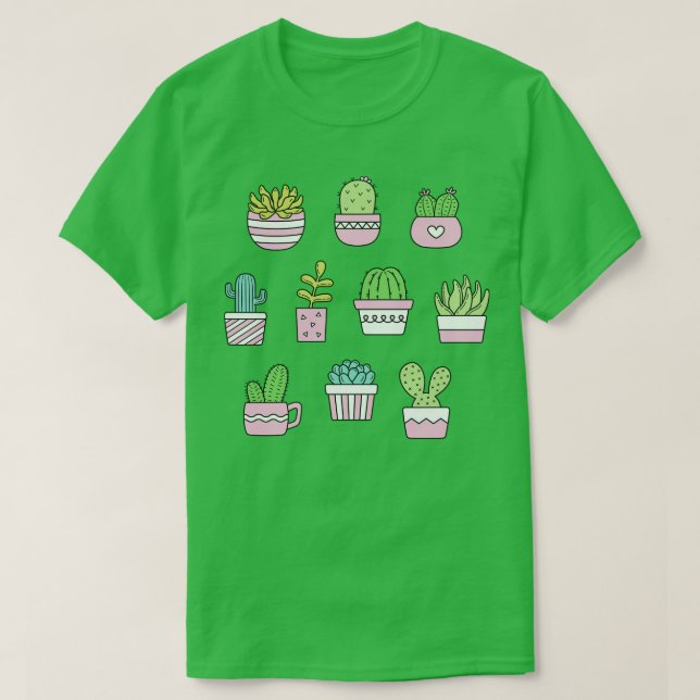 T-shirt Cactus Succulents Doodles Plante (Design devant)