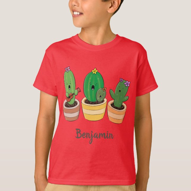 T-shirt Cactus trio chantante mignonne dessin animé (Devant)