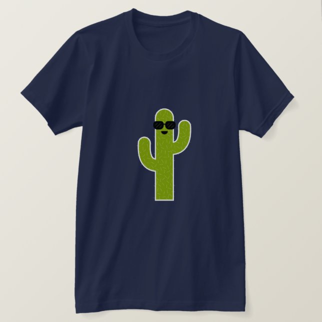 T-shirt Cactus verts mignons souriants portant des lunette (Design devant)