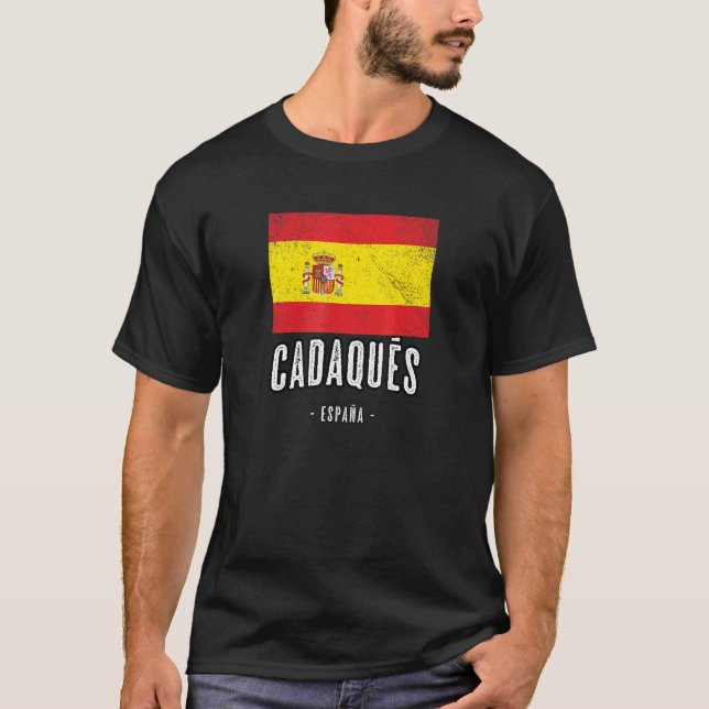 T-shirt Cadaqus Espagne Es Drapeau Ville - Bandera Ropa - (Devant)