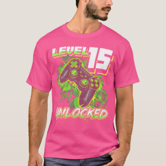 T-shirt Cadeau 15e anniversaire pour un gamer drôle garçon