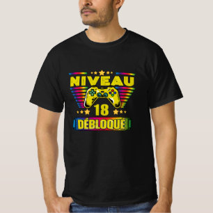 T-shirt Cadeau 18 ans Anniversaire Gamer Niveau 18