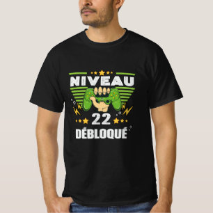T-shirt Cadeau 22 ans Anniversaire Gamer Niveau 22