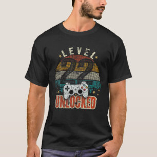 T-shirt Cadeau 22e anniversaire Niveau 22 débloqué Vidéo J