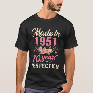 T-shirt Cadeau 70 Ans Faits En 1951 70 Ans De Perfection