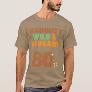 T-shirt Cadeau 80 ans anniversaire femmes Girafe vintage