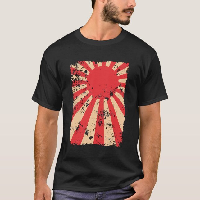 T-shirt Cadeau affligé par drapeau du Japon de regard de (Devant)