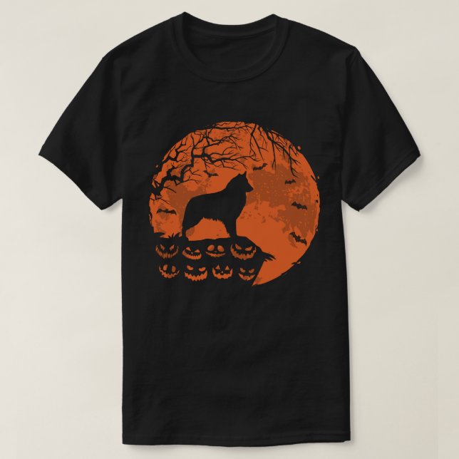 T-shirt Cadeau Amoureux des chiens Belge Tervuren Et Lune  (Design devant)