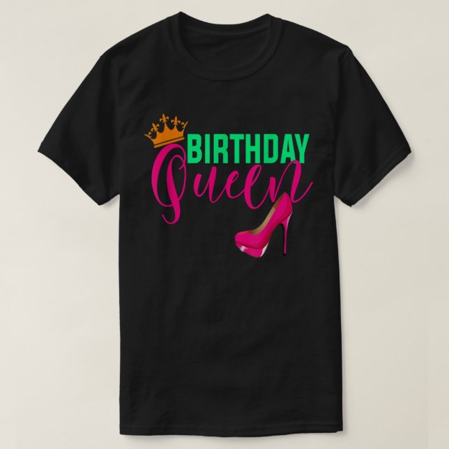 T-shirt Cadeau Anniversaire Queen Crown Hot rose High Heel (Design devant)