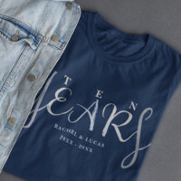 T-shirt cadeau bleu argent pour 10e anniversaire d