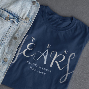 T-shirt cadeau bleu argent pour 10e anniversaire d