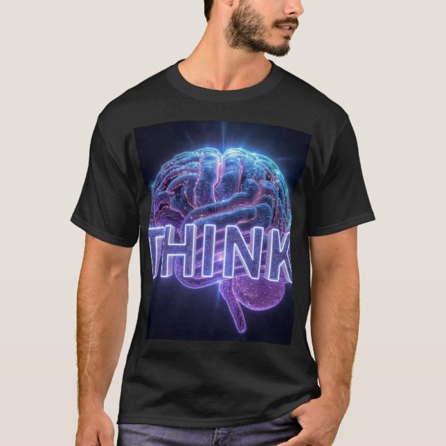 T-shirt Cadeau Cerveau Néon THINK - Mug Tech Programmeur I (Devant)