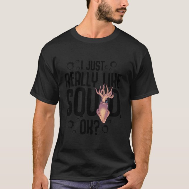 T-shirt Cadeau cool De Calmar Drôle J'Aime Vraiment Squid  (Devant)