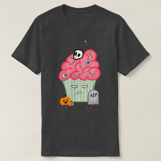 T-shirt Cadeau Cupcake Zombie pour Halloween (Design devant)
