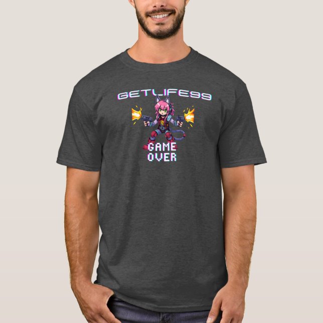 T-shirt cadeau d'amis de jeu getlife99 gameover (Devant)