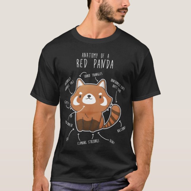 T-shirt Cadeau d'anatomie d'animal de Panda roux (Devant)