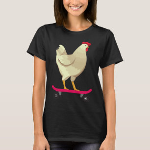 T-shirt Cadeau d'animal de poulet mignon drôle de skateboa
