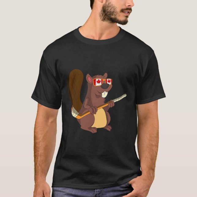 T-shirt Cadeau d'animal mignon canadien Castor Feuille d'é (Devant)