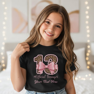 T-Shirt Cadeau d'anniversaire 13 ans Imprimé léopard rose