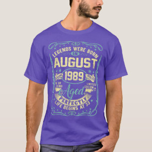 T-shirt Cadeau d'anniversaire 33 ans août 1989 Homme Femme