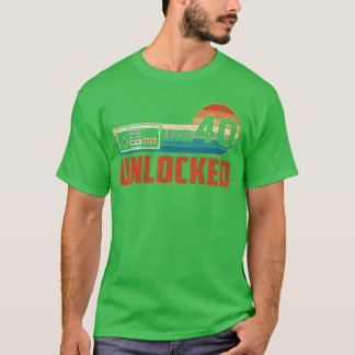 T-shirt Cadeau d'anniversaire 40 Débloqué Niveau 40 Jeu Vi