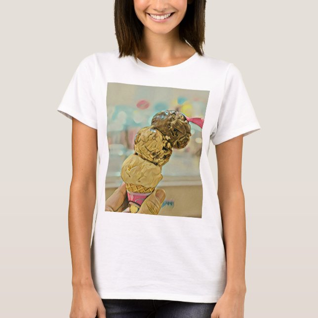 T-shirt Cadeau d'anniversaire de crème glacée (Devant)