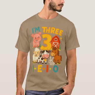 T-shirt Cadeau d'anniversaire Imhree IEIO 3 ans animal de