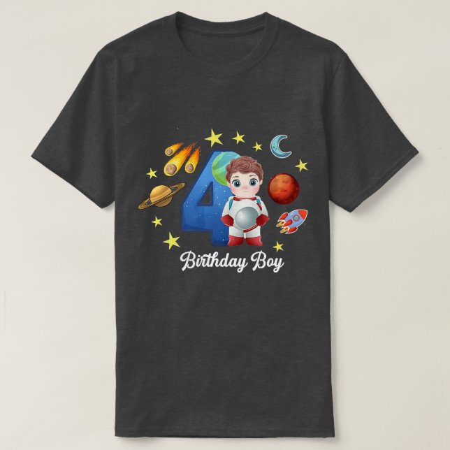 T-shirt cadeau d'anniversaire pour garçon de 4 ans (Design devant)