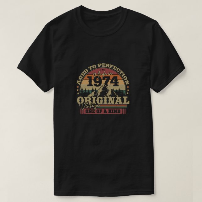 T-shirt Cadeau d'anniversaire vintage 1974 (Design devant)