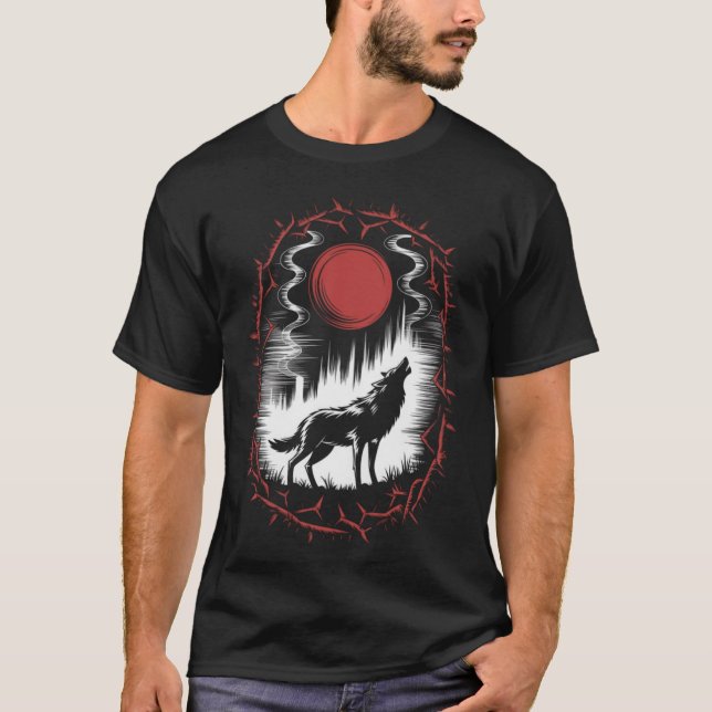 T-shirt Cadeau d'art de loup drôle (Devant)