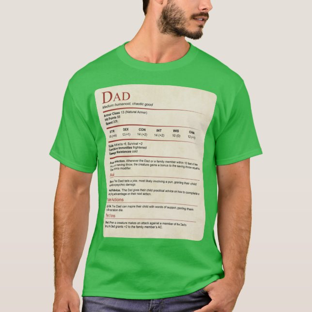 T-shirt Cadeau DD Dad Stat Block (Devant)