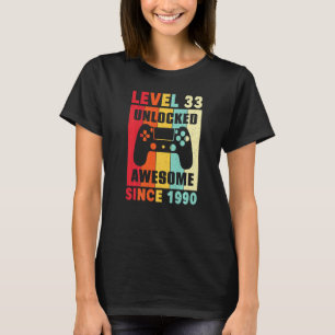T-shirt Cadeau de 33 ans Awesome depuis 1990 Femmes Hommes