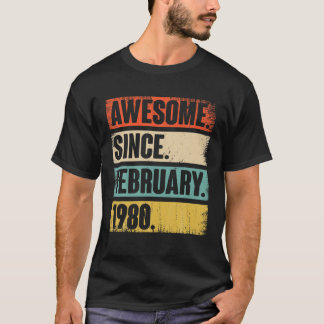 T-shirt Cadeau de 42 ans fantastique depuis février 1980 -