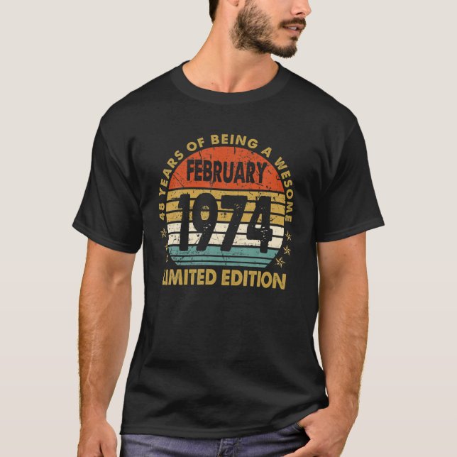 T-shirt Cadeau de 48 ans Février 1974 Édition limitée (Devant)