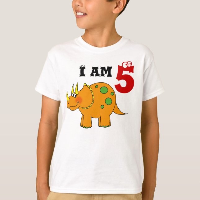 T-shirt Cadeau de 5e anniversaire, triceratops de dinosaur (Devant)