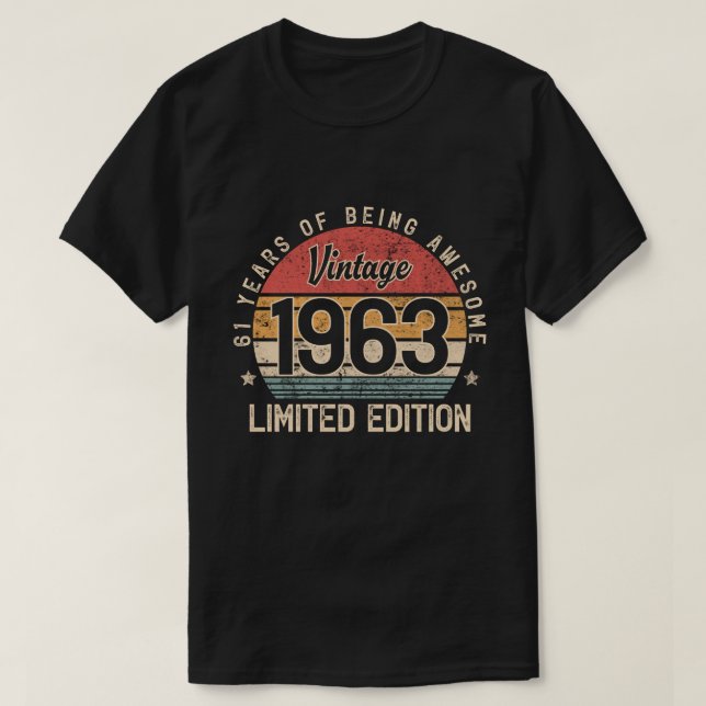 T-shirt Cadeau de 61 ans, 1963 Édition limitée 61e B-day (Design devant)