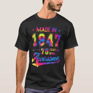 T-shirt Cadeau De 75 Ans Né En 1947 Tie Dye 75E Anniversai