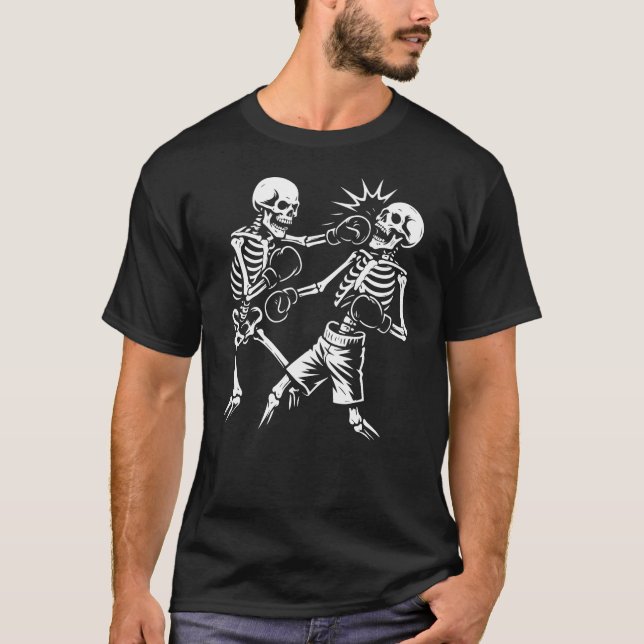 T-shirt Cadeau de boxe de squelettes (Devant)