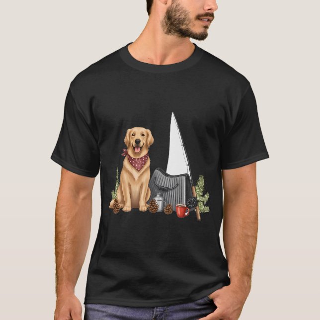 T-shirt Cadeau de cabane de pêche pour papa de chien (Devant)