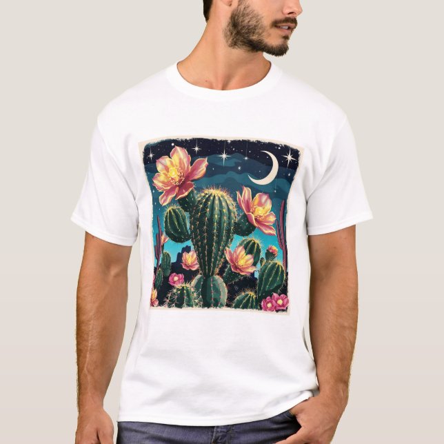 T-shirt Cadeau de cactus nocturne (Devant)