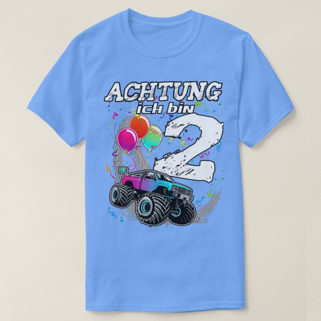 T-shirt cadeau de camionnette monstrueuse de 2 ans (Design devant)