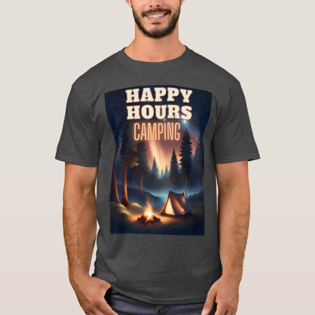 T-shirt Cadeau de camping d'heures heureuses (Devant)