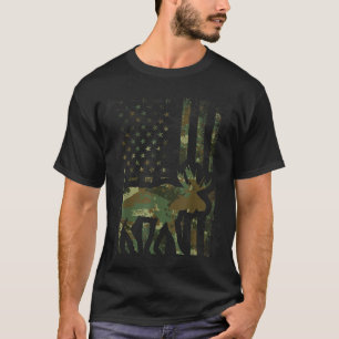 T-shirt Cadeau de chasse de drapeau américain camouflé pou