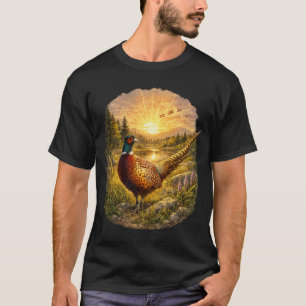 T-shirt Cadeau de chasse de faisan au coucher du soleil Oi