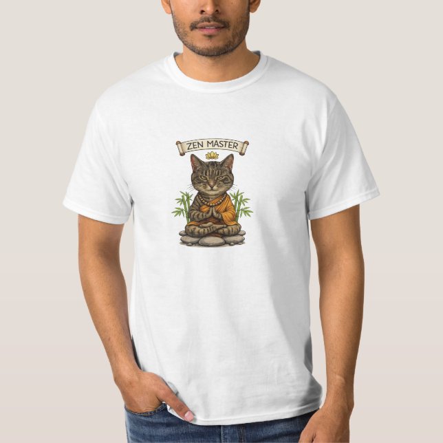 T-shirt Cadeau de chat de maître zen drôle chat gris tabby (Devant)