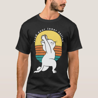T-shirt Cadeau de chat de yoga rétro félin intérieur