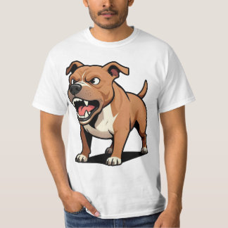 T-shirt Cadeau de chien de dessin animé Pitbull marron en