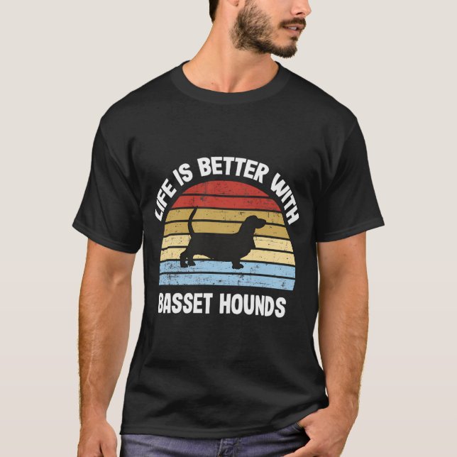 T-shirt Cadeau de chien retro Basset Hound (Devant)