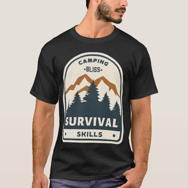 T-shirt Cadeau de compétences de survie Camping Bliss (Devant)