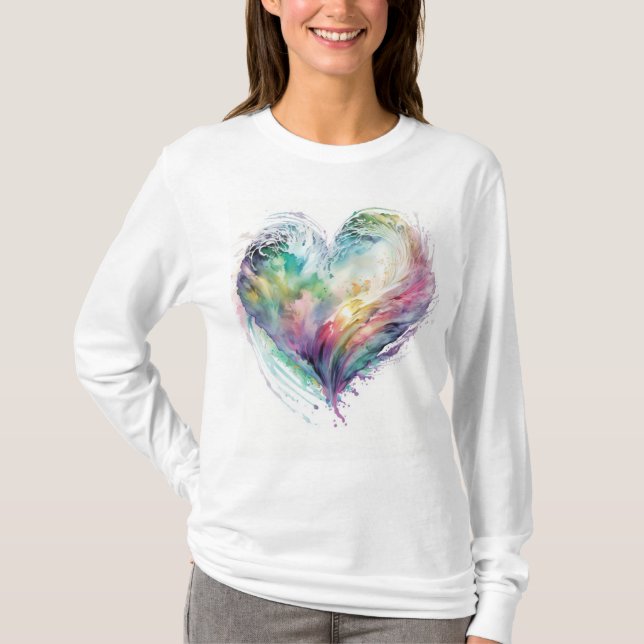 T-shirt Cadeau de conception cardiaque Rainbow (Devant)